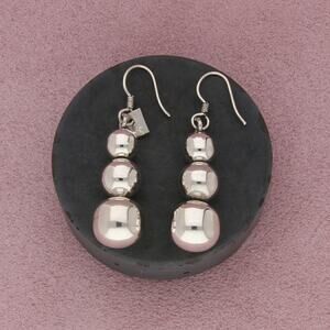 sterling silver vintage graduated bead dangle earrings